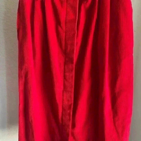 Vintage Villager Red Corduroy Midi Preppy Academia Y2K Western Button Skirt 8P - Picture 5 of 7